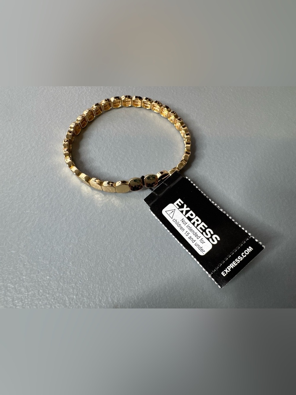 Express Gold circular square Stretch Link Bracelet classy chic